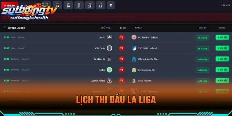 Lịch Thi Đấu La Liga